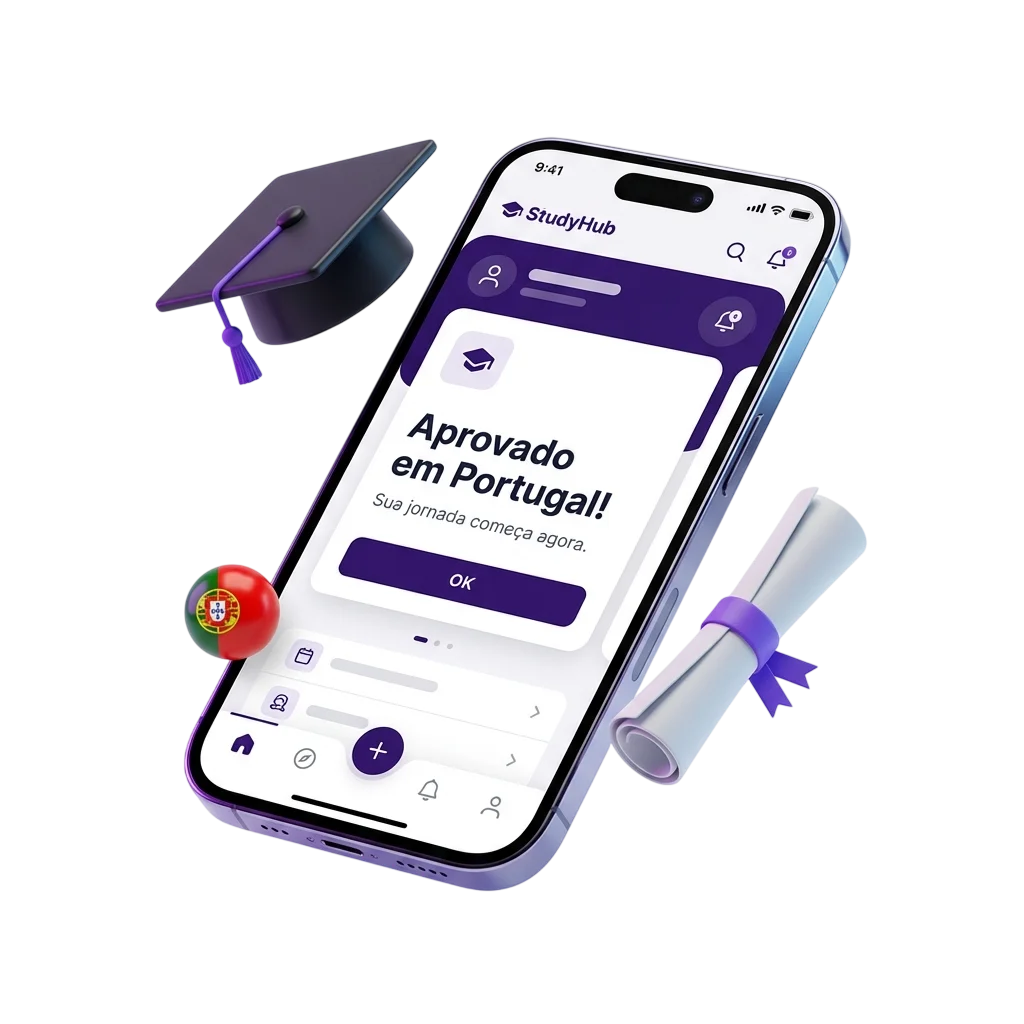 Interface do App StudyHub - Aprovado em Portugal